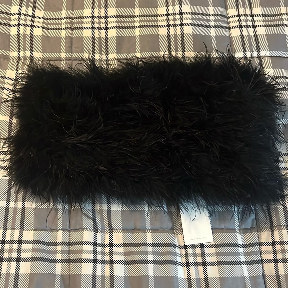 WAYF Strapless Feather Top